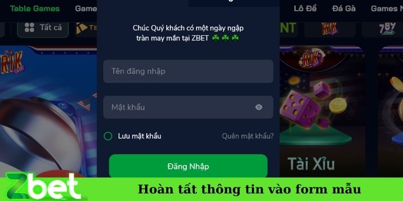 Hoàn tất thông tin vào form mẫu